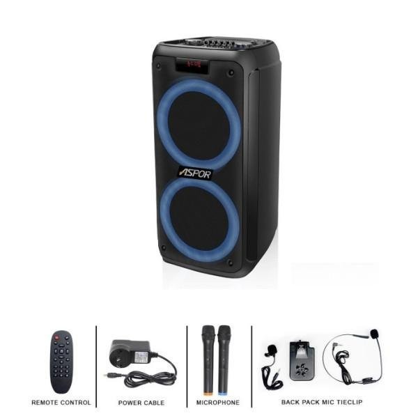 Акустична портативна колонка ASPOR A668 (with microphone) Black  Фото №1