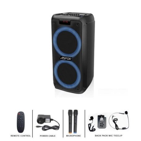 Акустична портативна колонка ASPOR A668 (with microphone) Black  Фото №0