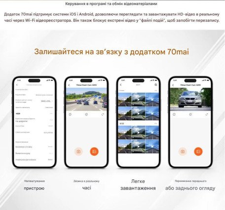 Автомобільний відеореєстратор 70mai Dash Cam 4K A810  Фото №3