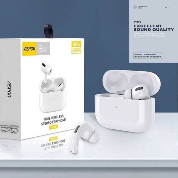 Навушники TWS ASPOR A619 White  Фото №4