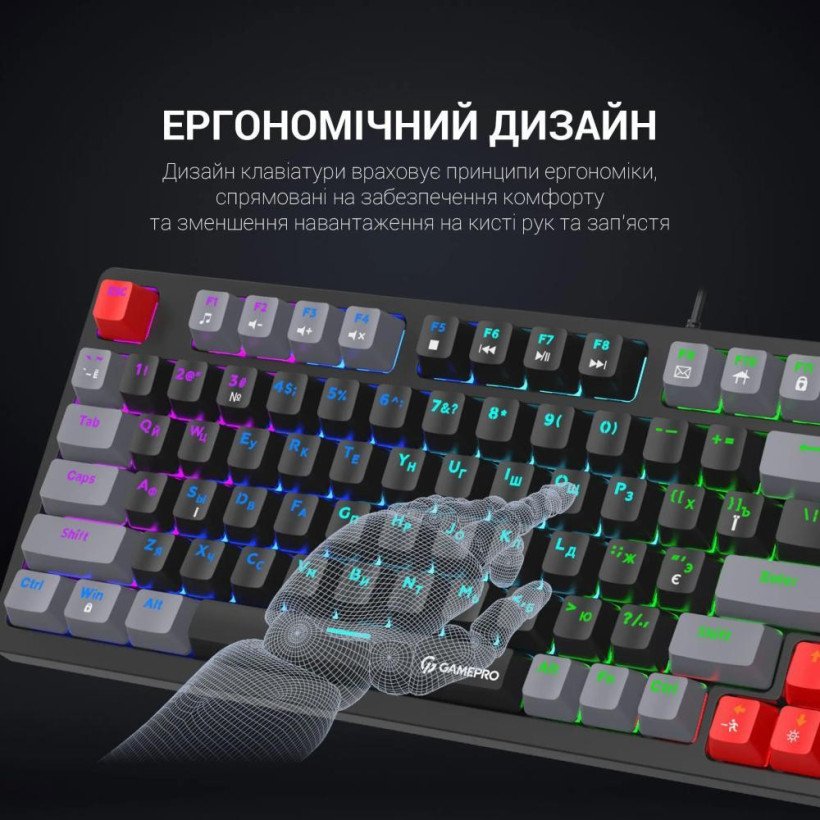 Клавиатура GamePro MK120 Blue Switches USB Black (MK120B)  Фото №6
