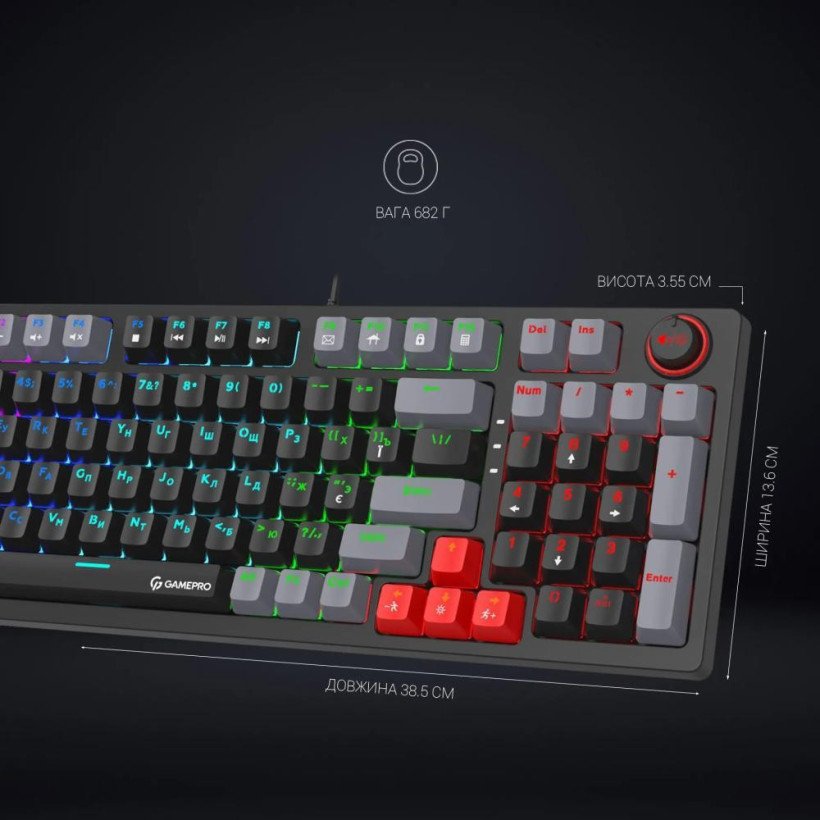 Клавиатура GamePro MK120 Blue Switches USB Black (MK120B)  Фото №7