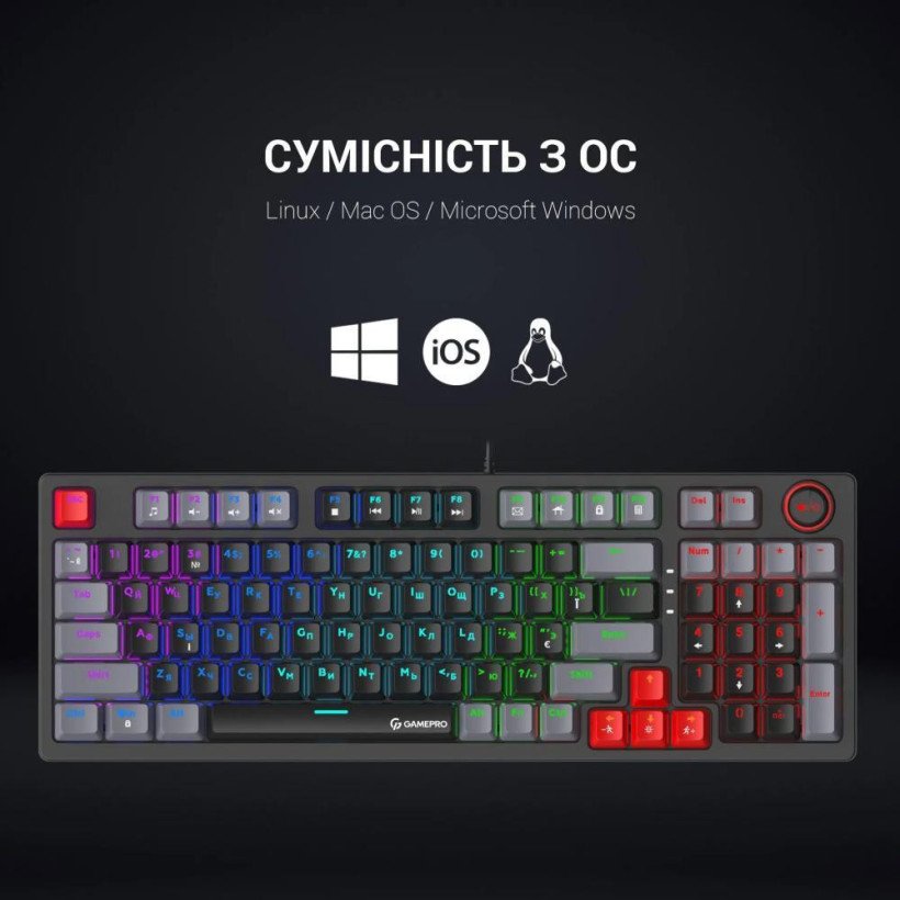 Клавиатура GamePro MK120 Blue Switches USB Black (MK120B)  Фото №9