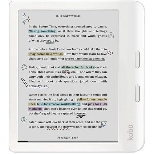 Электронная книга с подсветкой Kobo Libra Colour White (N428-KU-WH-K-CK)