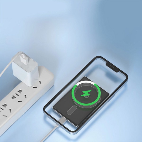 Зовнішній акумулятор (Power Bank) ASPOR A381 Magnetic Wireless 5000mAh Blue  Фото №4