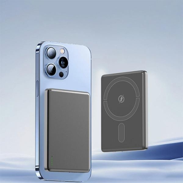 Внешний аккумулятор (Power Bank) ASPOR A381 Magnetic Wireless 5000mAh Gray (Type-C/20W)  Фото №0