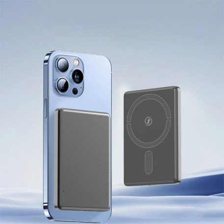 Внешний аккумулятор (Power Bank) ASPOR A381 Magnetic Wireless 5000mAh Gray (Type-C/20W)  Фото №0