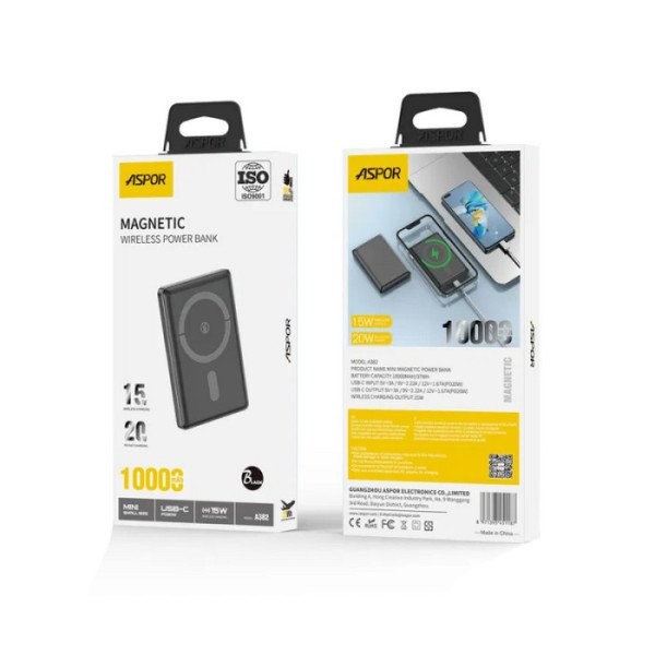 Зовнішній акумулятор (Power Bank) ASPOR A382 Magnetic Wireless 10000mAh Purple  Фото №6