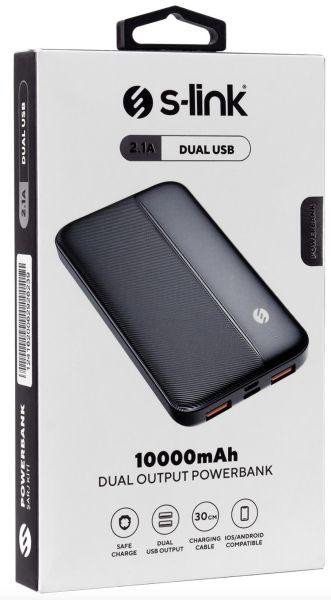 Зовнішній акумулятор (павербанк) S-Link 10000 mAh 2.1A 2USB, Black (IP-G10N)  Фото №4