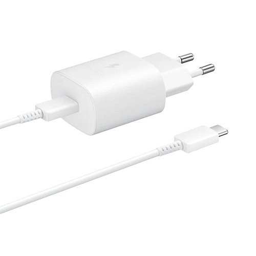 Мережевий зарядний пристрій Samsung 25W PD Power Adapter (with Type-C cable) White (EP-TA800XWE)