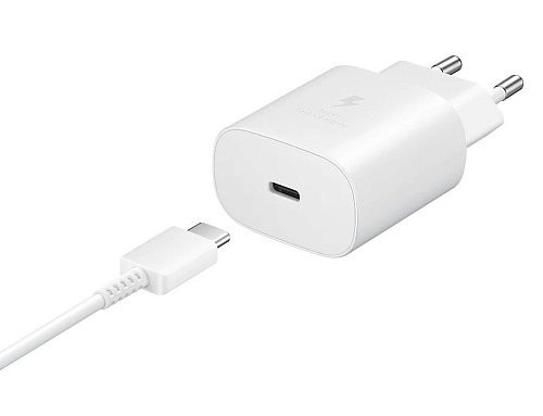 Мережевий зарядний пристрій Samsung 25W PD Power Adapter (with Type-C cable) White (EP-TA800XWE)  Фото №1