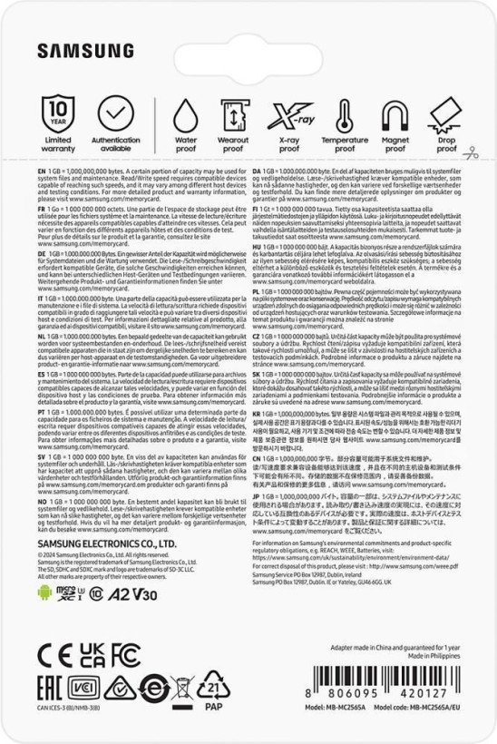 Карта пам&#039;яті Samsung 256 GB microSDXC Class 10 UHS-I U3 EVO Plus + SD Adapter (MB-MC256SA)  Фото №7