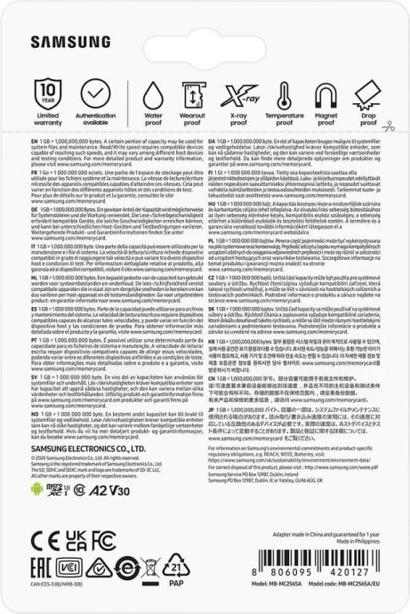 Карта пам&#039;яті Samsung 256 GB microSDXC Class 10 UHS-I U3 EVO Plus + SD Adapter (MB-MC256SA)  Фото №8