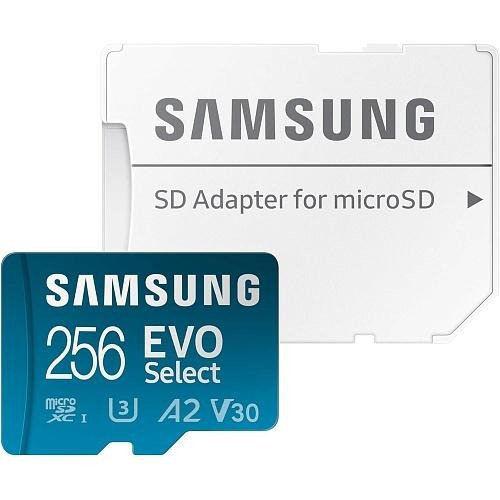 Карта пам&#039;яті Samsung 256 GB microSDXC UHS-I U3 V30 A2 EVO Select + SD Adapter MB-ME256KA