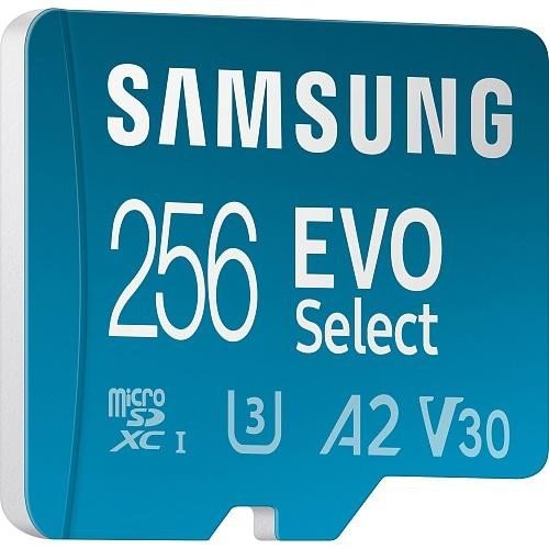 Карта пам&#039;яті Samsung 256 GB microSDXC UHS-I U3 V30 A2 EVO Select + SD Adapter MB-ME256KA  Фото №2