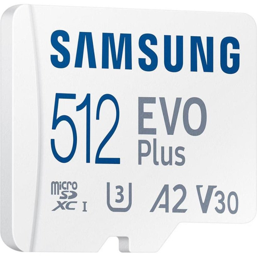 Карта пам&#039;яті Samsung 512 GB microSDXC Class 10 UHS-I U3 V30 A2 EVO Plus + SD Adapter (MB-MC512SA)  Фото №1