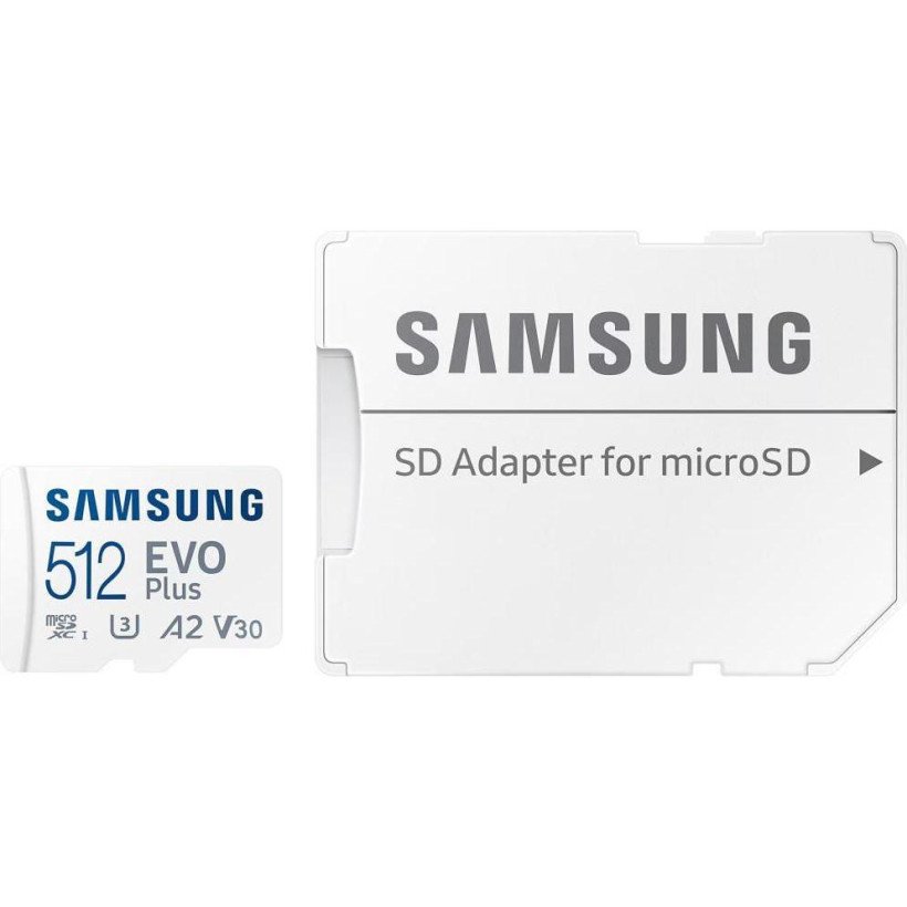 Карта пам&#039;яті Samsung 512 GB microSDXC Class 10 UHS-I U3 V30 A2 EVO Plus + SD Adapter (MB-MC512SA)  Фото №4