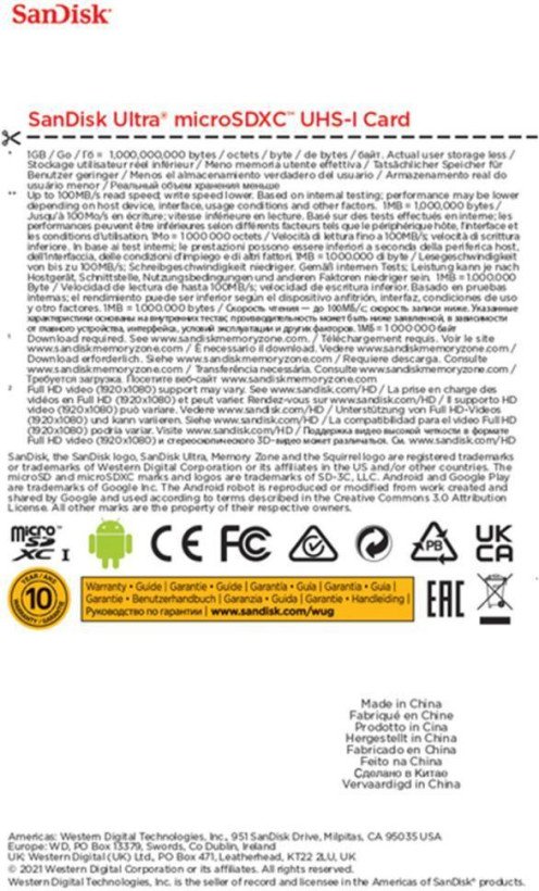 Карта пам&#039;яті SanDisk 256 GB microSDHC UHS-I Ultra (SDSQUNR-256G-GN3MN)  Фото №0