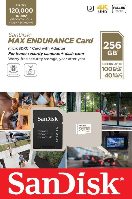 Карта пам&#039;яті SanDisk 256 GB microSDXC Max Endurance UHS-I U3 V30 + SD adapter SDSQQVR-256G-GN6IA  Фото №2