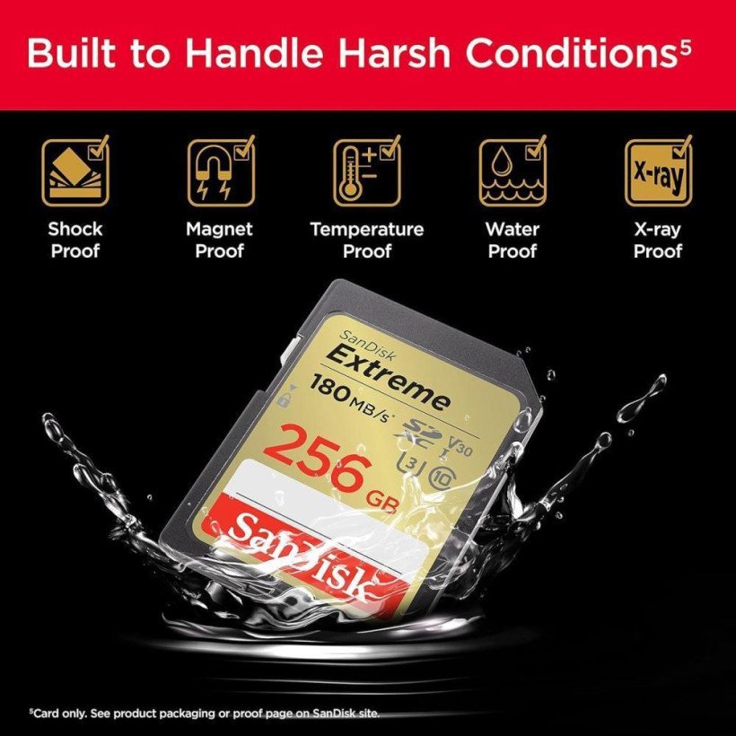 Карта памяти SanDisk 256 GB SDXC UHS-I U3 V30 Extreme (SDSDXVV-256G-GNCIN)  Фото №4