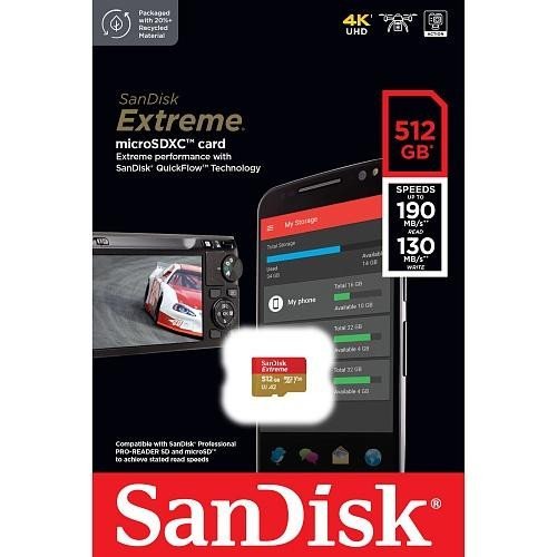 Карта памяти SanDisk 512 GB microSDXC UHS-I U3 V30 A2 Extreme (SDSQXAV-512G-GN6MN)  Фото №1