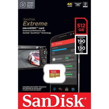 Карта памяти SanDisk 512 GB microSDXC UHS-I U3 V30 A2 Extreme (SDSQXAV-512G-GN6MN)  Фото №1