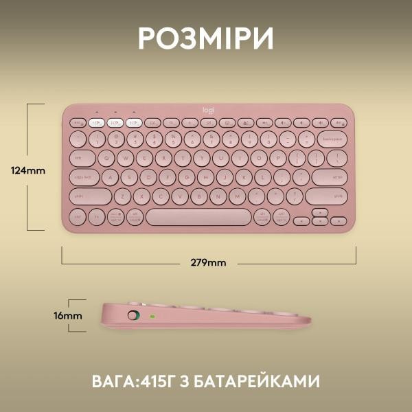 Клавіатура Logitech Pebble Keys 2 K380s Tonal Rose (920-011755)  Фото №8