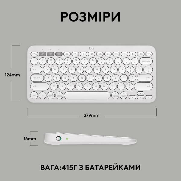 Клавіатура Logitech Pebble Keys 2 K380s Tonal White (920-011754)  Фото №7