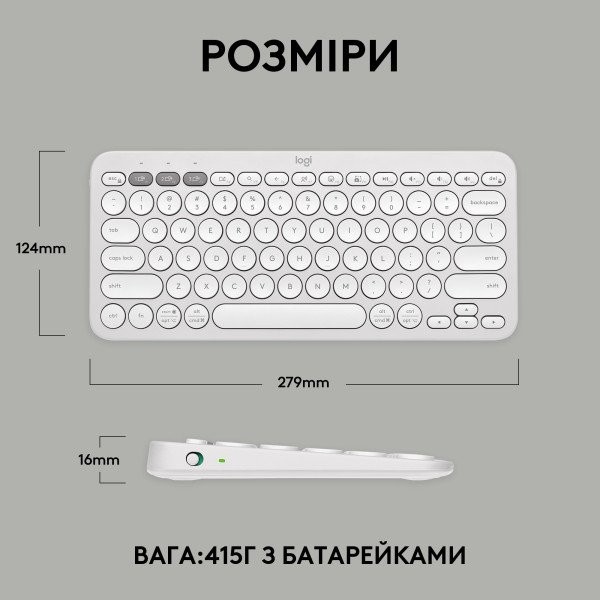 Клавіатура Logitech Pebble Keys 2 K380s Tonal White (920-011754)  Фото №18