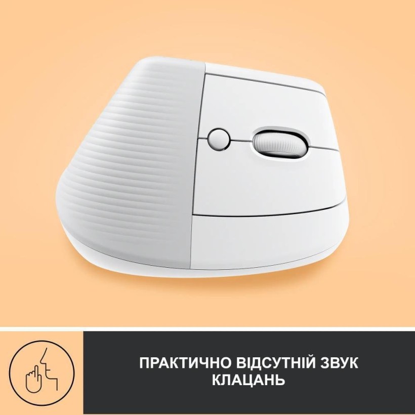 Миша Logitech Lift Vertical Ergonomic Mouse Off-White (910-006475)  Фото №6