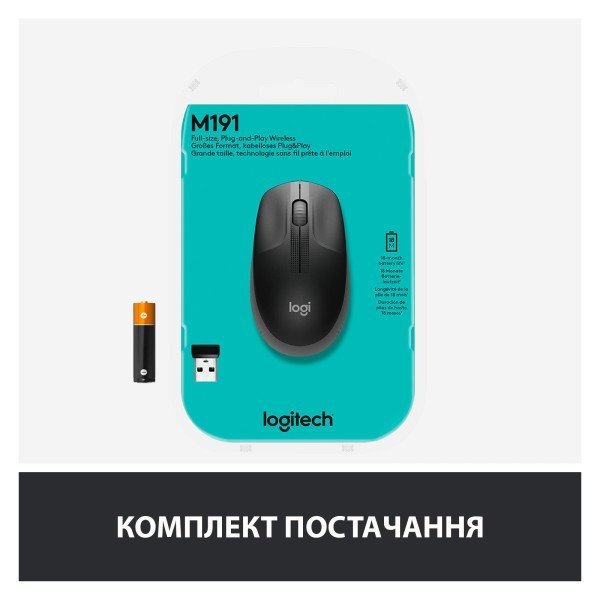 Миша Logitech M190 Wireless Charcoal (910-005905)  Фото №9