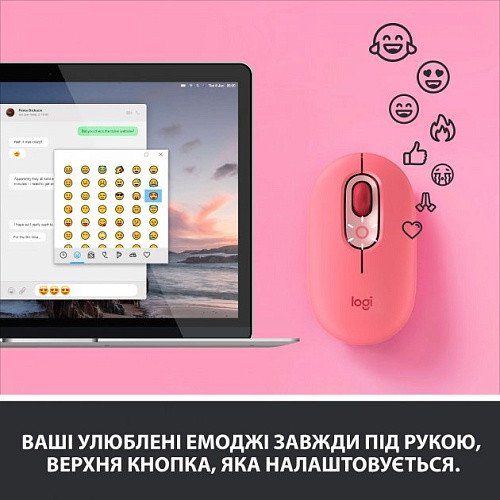 Миша Logitech POP Mouse Bluetooth Heartbreaker Rose (910-006426, 910-006548)  Фото №6