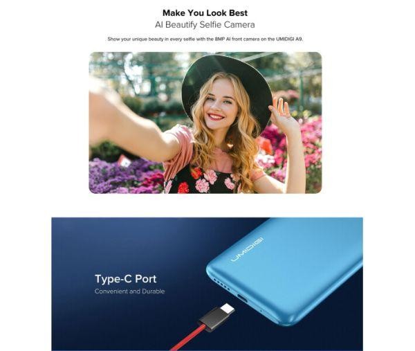Смартфон UMIDIGI A9 3/64GB Blue (Global EU)  Фото №3