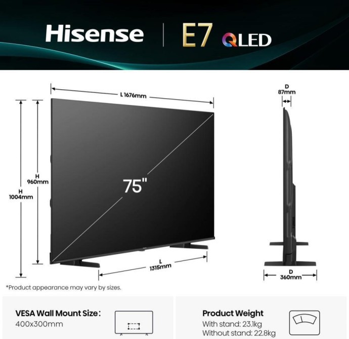 Телевизор Hisense 75E7Q PRO (UA)  Фото №1