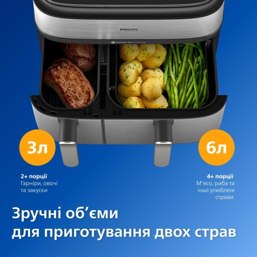 Мультипечь Philips Dual Basket Airfryer 5000 Series NA555/00  Фото №2