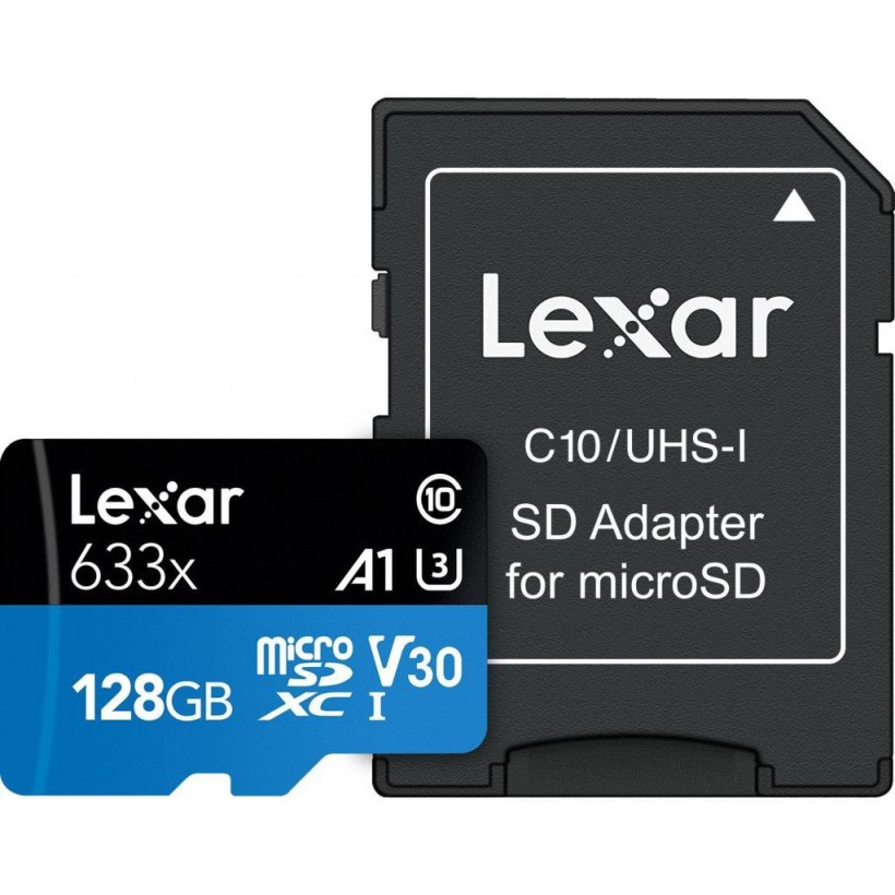 Карта пам&#039;яті Lexar 128 GB microSDXC 633x UHS-I (U3) A1 V30 High-Performance + SD-адаптер LSDMI128BB633A  Фото №1