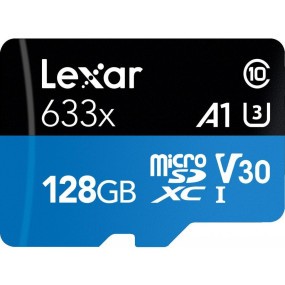 Карта памяти Lexar 128 GB microSDXC 633x UHS-I (U3) A1 V30 High-Performance + SD-адаптер LSDMI128BB633A