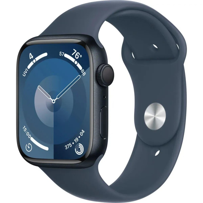 Смарт-часы Apple Watch Series 9 GPS 45mm Midnight with Storm Blue Sport Band M/L (MR9Q3+MT3R3)  Фото №0