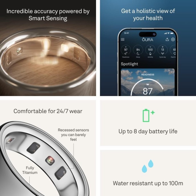 Смарт-кільце Oura Ring 4 Brushed Silver  Фото №3