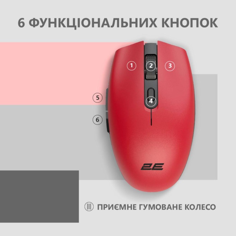 Мышка 2E MF2030 Rechargeable Wireless Red (2E-MF2030WR) (UA)  Фото №2