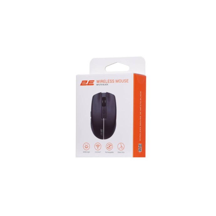 Мишка 2E MF270 Silent Rechargeable Wireless Black (2E-MF270WBK.) (UA)  Фото №0