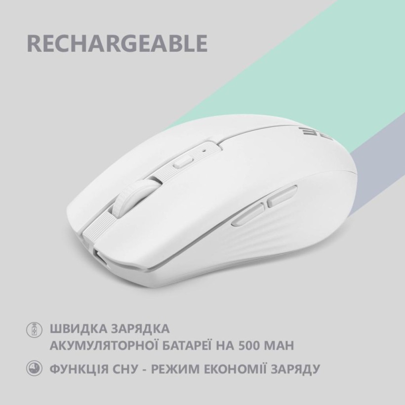 Мышка 2E MF270 Silent Rechargeable Wireless White (2E-MF270WWH) (UA)  Фото №3