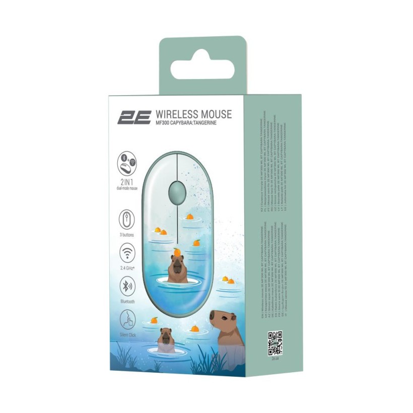 Мишка 2E MF300 CAPYBARATANGERINE Silent Wireless/Bluetooth Green (2E-MF300WCAPIBARAGN) (UA)  Фото №4