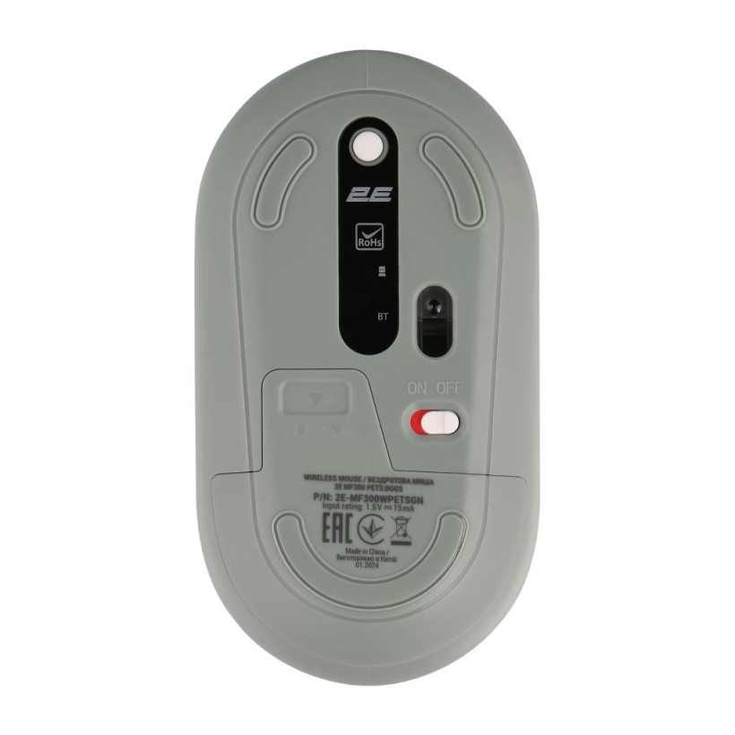 Мишка 2E MF300 PETSDOGS Silent Wireless/Bluetooth Green (2E-MF300WPETSGN) (UA)  Фото №0