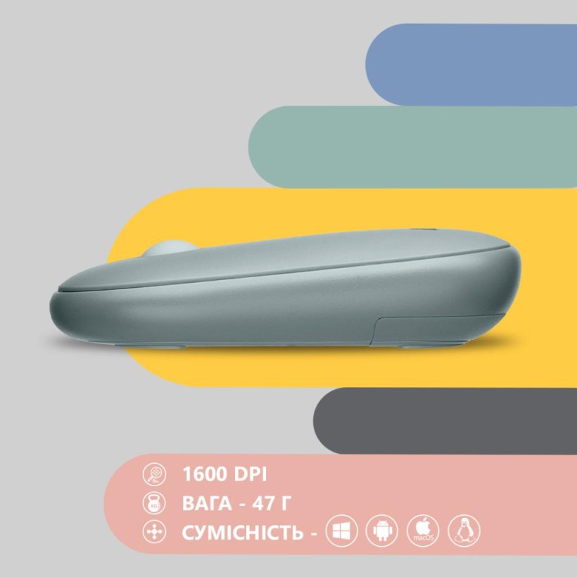 Мышь 2E MF300 Silent Wireless/Bluetooth Ashen Green (2E-MF300WGN) (UA)  Фото №4