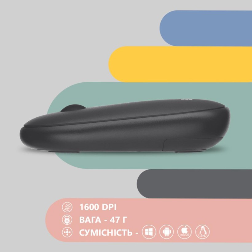 Мышка 2E MF300 Silent Wireless/Bluetooth Graphite Black (2E-MF300WBK) (UA)  Фото №4