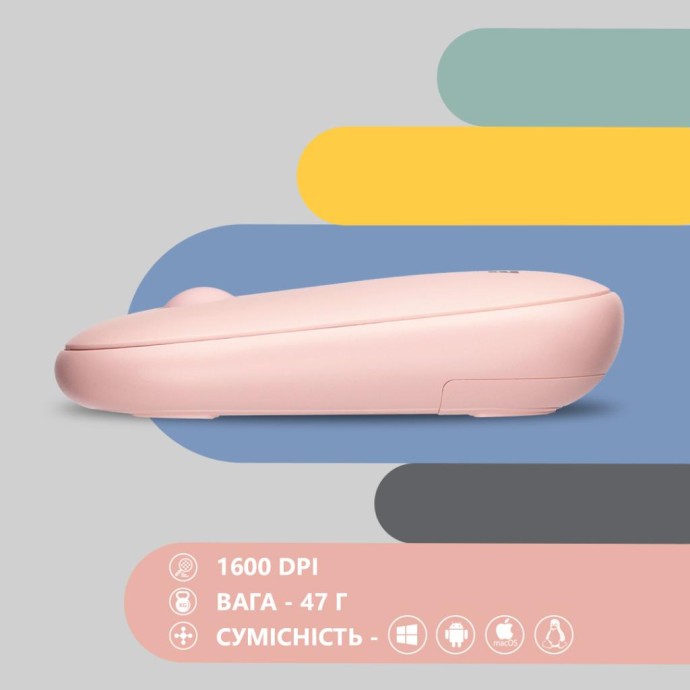 Мышка 2E MF300 Silent Wireless/Bluetooth Mallow Pink (2E-MF300WPN) (UA)  Фото №4