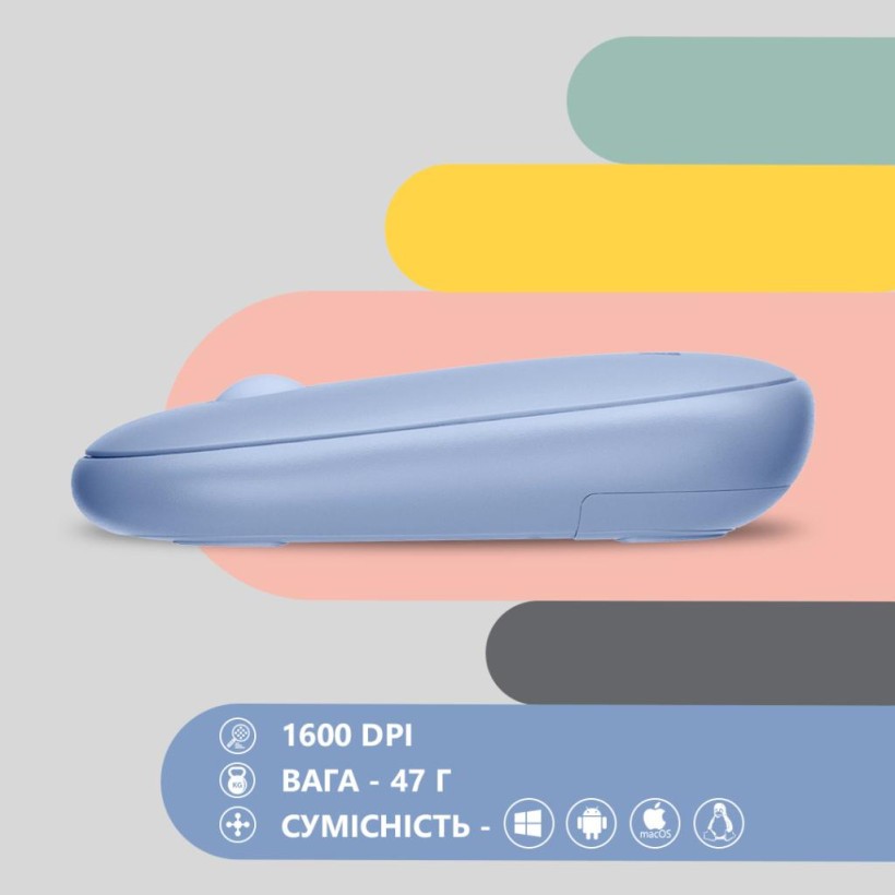 Мышка 2E MF300 Silent Wireless/Bluetooth Stone Blue (2E-MF300WBL) (UA)  Фото №4