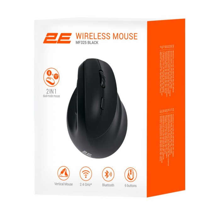 Мишка 2E MF325 Silent Wireless/Bluetooth Black (2E-MF325WBK) (UA)  Фото №7