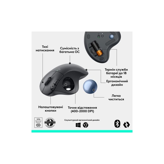 Трекбол Logitech Ergo M575S Graphite (910-007029)  Фото №4